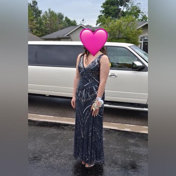 Navy beaded formal/prom dress - Picture 1 of 4